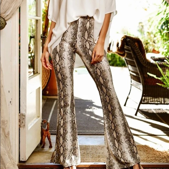 Pants - NWT: Taupe Snake Print Bells